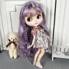 12" Blythe doll Nude Joint Body Hand Painted dudu mouth lips lilac long hair