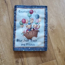 Vintage Soft Cloth Large Baby Book Counting Blue Jean Teddy Bear & Friends 10x7