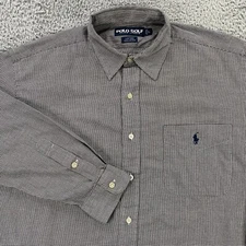 Polo Golf Ralph Lauren Shirt Mens Large 100% Cotton Lofting Houndstooth Pony