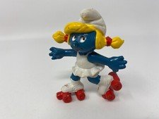 Smurfs SMURFETTE Roller Skating Figure Vintage Smurf PVC Figurine Schleich Peyo