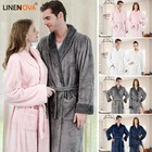 Luxury Flannel Fleece Bath Robe Dressing Gown Super Soft Warm For Women's Men's