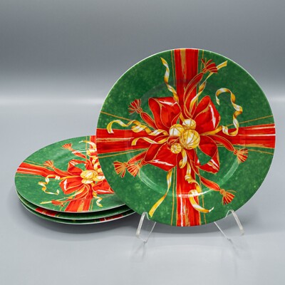 Philippe Deshoulieres Limoges Ruban Rouge Dessert Pie Plates 7 1/4'' - Set of 4