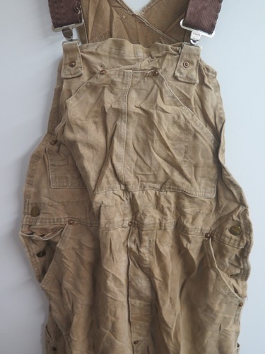 CARHARTT Canvas Dungarees Overalls Workwear Coveralls L W 34" x L 30" - Tan - Picture 2 of 13