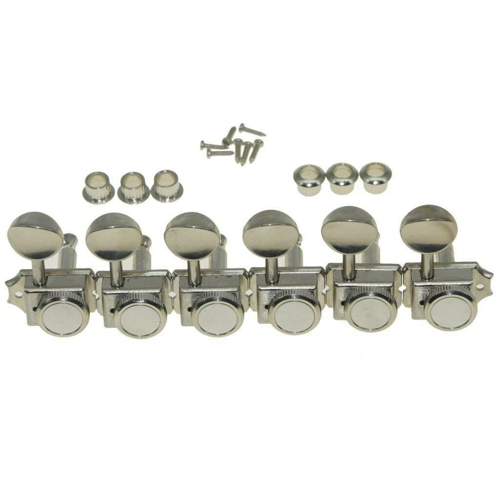 *NEW 6 In Line Locking Vintage TUNERS Tuning Pegs 141 Gear Ratio, Nickel สำนักงานสิทธิ