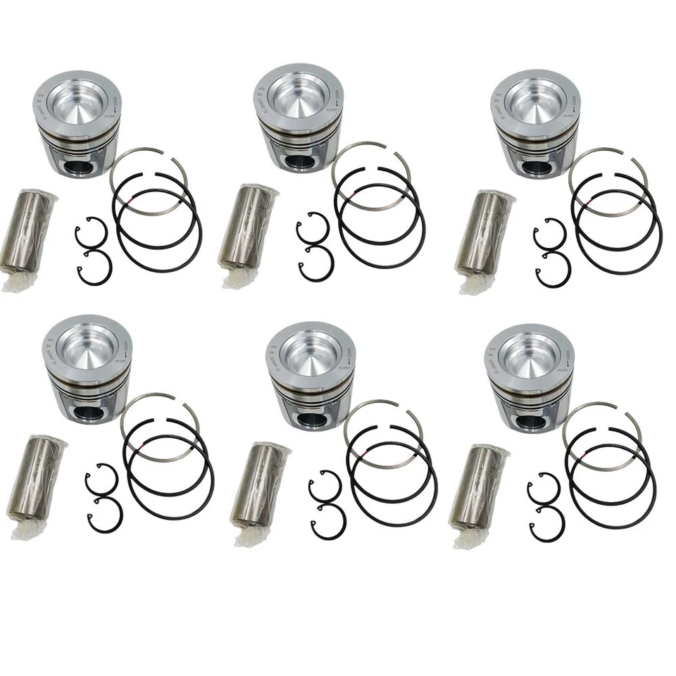Set of 6 Piston +Ring + PISTON PIN Cummins Fits For 2004-2007 Dodge Ram 5.9L 24v Foto 4 de 4