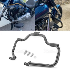 Black Highway Engine Guard Crash Bar For Harley Fatboy Softail FL Models 00-17