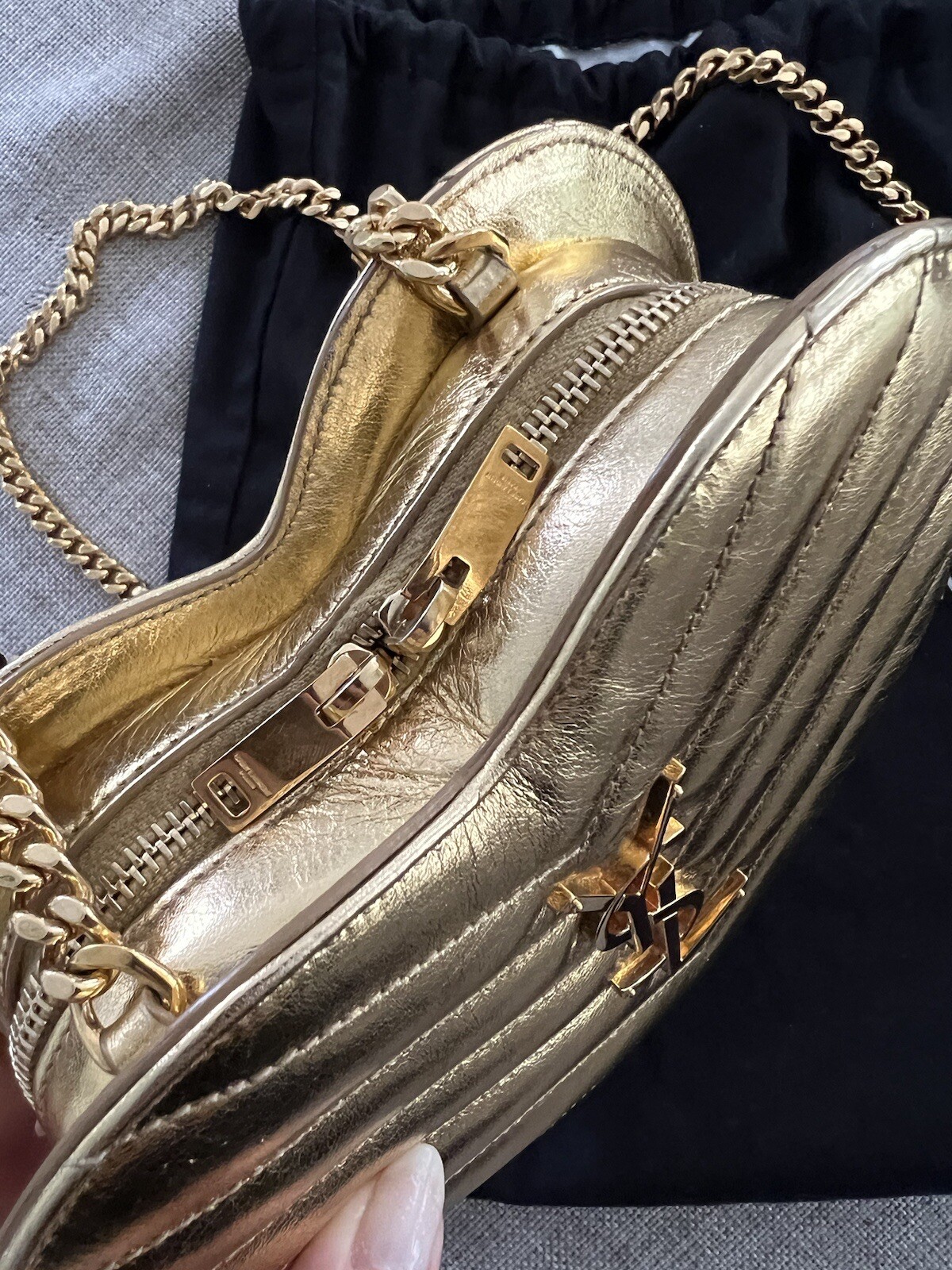 SAINT LAURENT BOITE LOVE CUORE ORO TRAPUNTATO TRACOLLA KATE BAG SCATOLA SIGARETTE