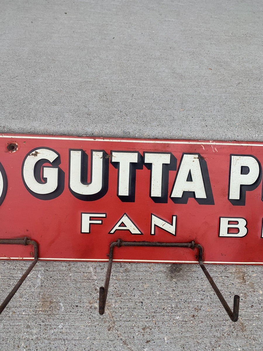Vintage Gutta Percha Advertising Sign Fan Belt Rack Service