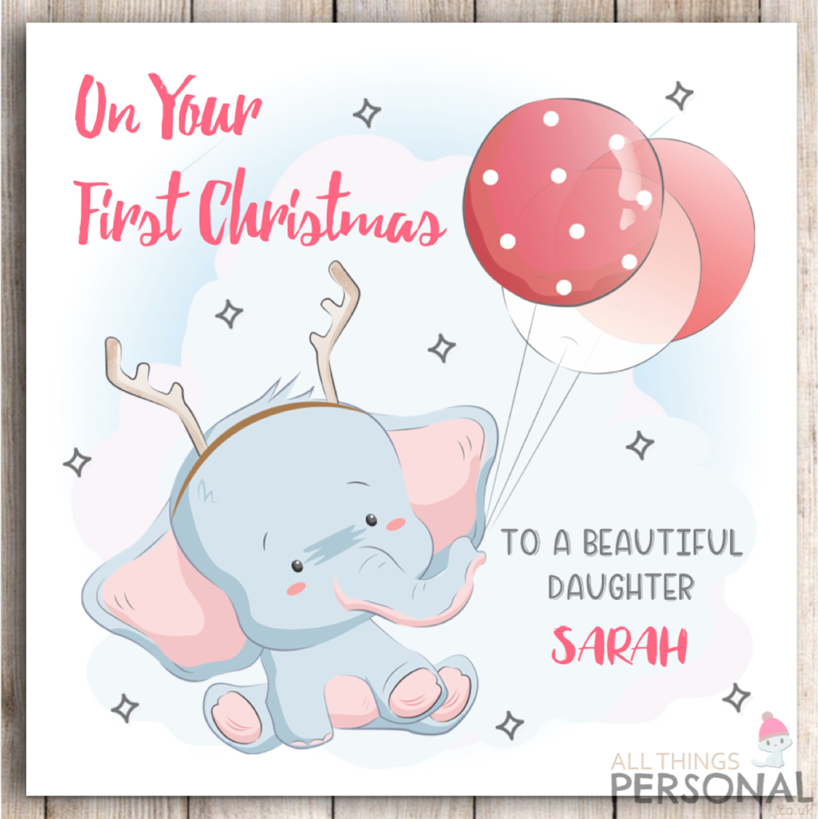 Personalised First Christmas Card Baby Daughter Granddaughter Goddaughter Niece