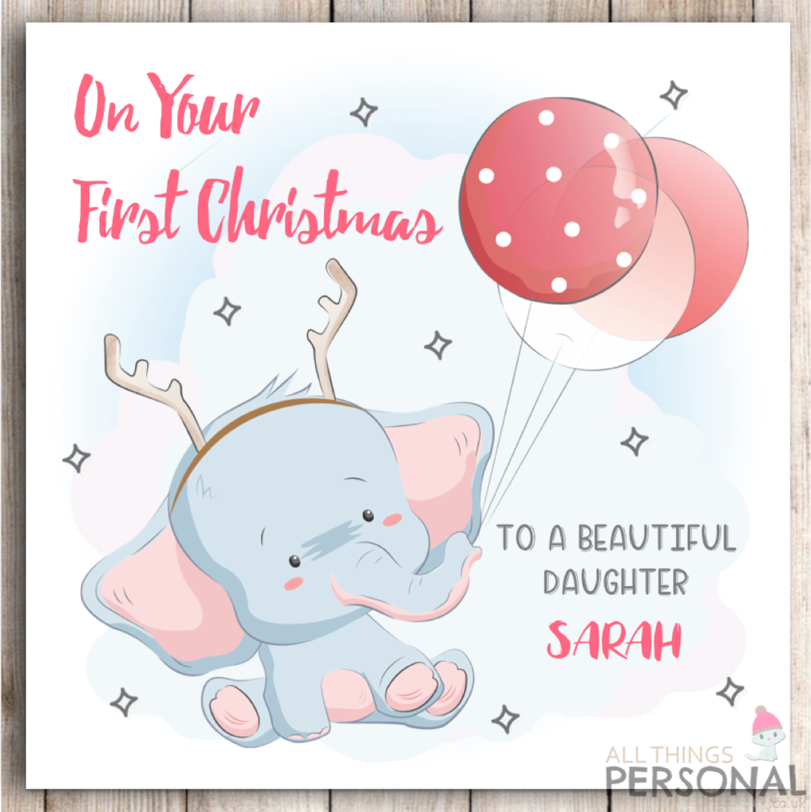Personalised First Christmas Card Baby Daughter Granddaughter Goddaughter Niece