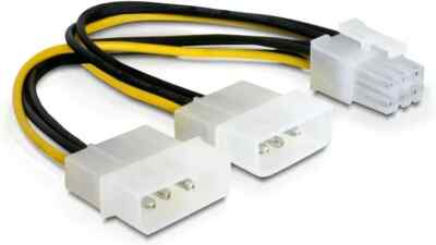 Kabel Strom 2x Molex zu PCI-Express 6-polig, 15cm, 12V, Grafikkarte Delock