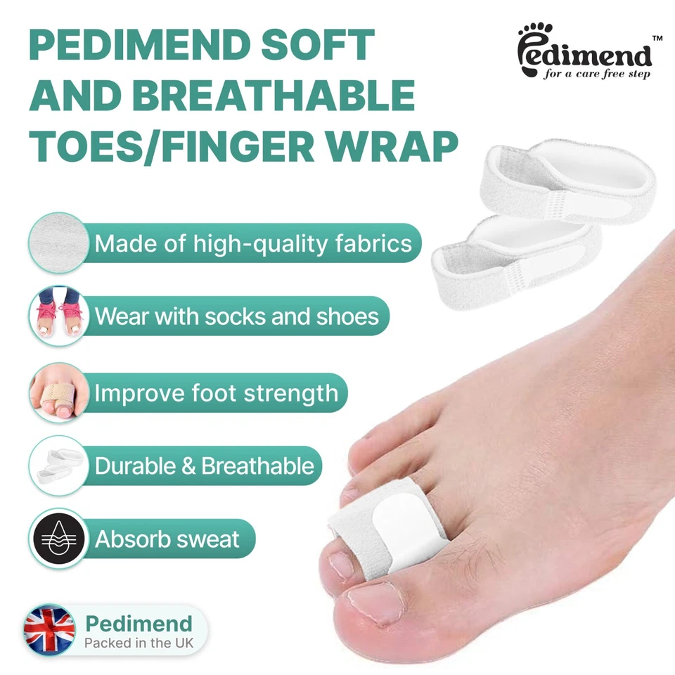 Broken Toe Wraps Toe Separator Splints 5 Pack Cushioned Bandages Hammer, Crooked Toe Separator Hammer Toe Straightener Wraps