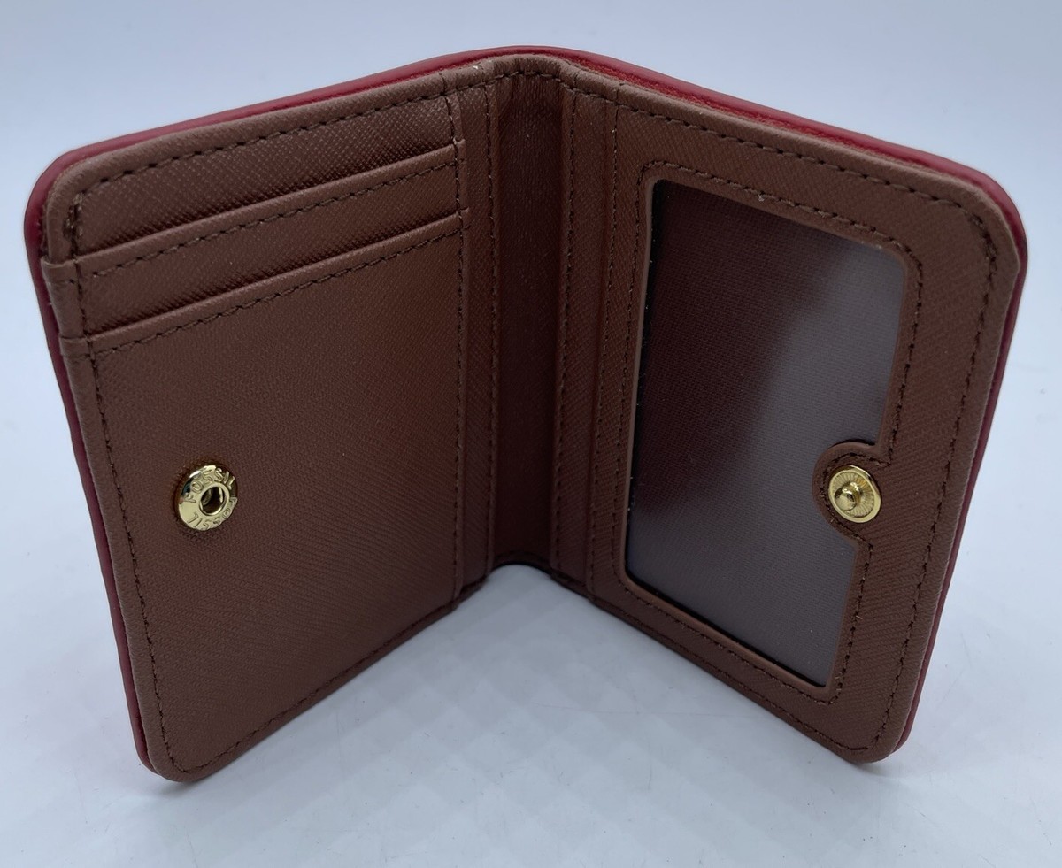 Fossil Madison Small Leather Bifold Wallet Red Brown EUC SL6684 