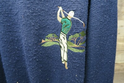 VINTAGE Puritan Cardigan Size XL Blue Golfer Sweater Acrylic Knit