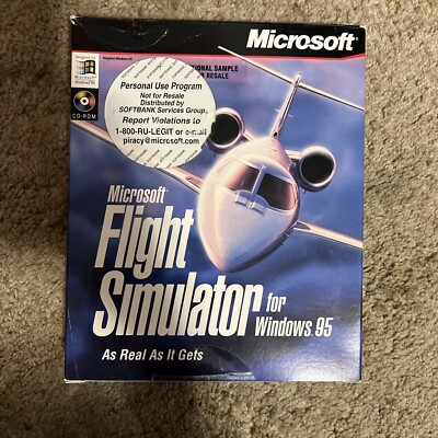 Microsoft Flight Simulator for Windows 95 PC CD-Rom Vintage BIG BOX Complete