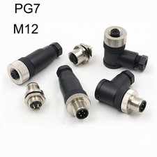 M12 PG7 Sensors Connectors 4/5/8/12 Pin Male/Female Straight/Right Angle Plugs