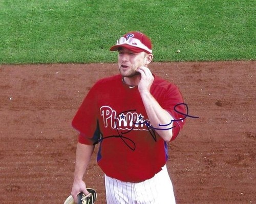 Signed 8x10 STEVEN LERUD Philadelphia Phillies Autographed photo - COA