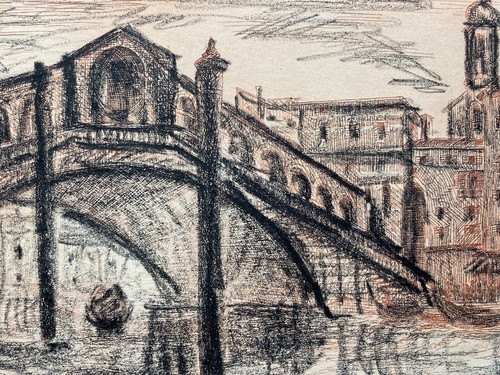 Aquatinta Kohle Rialtobrücke Venedig Italien Expressiv Modern Art - Bild 3 von 9