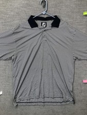 FootJoy Polo Shirt Mens XL Blue White Stripe ProDry Lisle Golf Performance