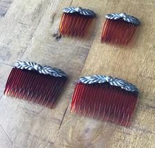 Lot of four matching sterling silver 925 Mexico Vintage hair combs