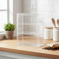 Wall-Mounted 3-Tier Acrylic Showcase with Adjustable Dividers for Action Figures