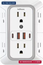JcBlaon Outlet Extender Surge Protector - 6 Outlet Splitter with 4 USB Ports 2