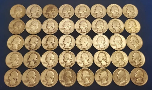Lot of 40 $10 face Circulated 90% Silver Washington Quarters pre 1965 *DMG/WORN*