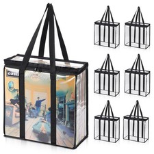 33 RPM Vinyl Record Storage Case, Clear PVC Vinyl Carrying Bag Holds About 22...