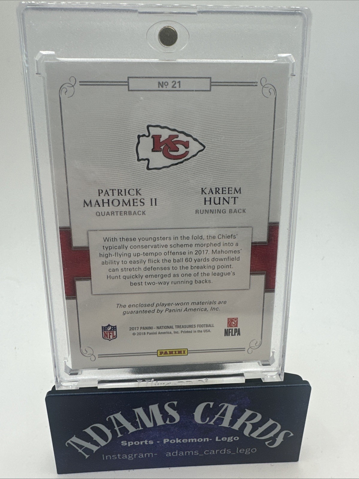 2017 National Treasures Patrick Mahomes Rookie Kareem Hunt Jersey /99 view 4