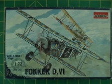 NEW  Fokker D.VI --  German WWI Plane --  Roden Kit Ro 007   1:72 scale