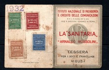 ITALY REVENUE - CARDS.  1932 BOLOGNA IMPCO CARD - NAZ INSTITUTE. PREVIDENCE