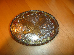 Vintage Belt Buckle M Eagle USA Western Floral Oval-shaped Belt Buckle