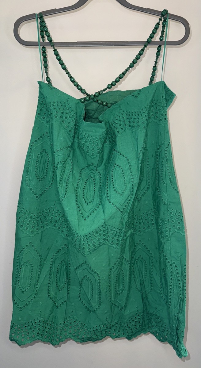 Hyacinth House Tuckernuck Green Eyelet Beaded Strap Ibiza Mini Dress - Size  XXL | eBay
