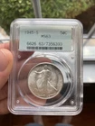1945-S Walking Liberty Silver Half Dollar 50c PCGS MS63 Old Green Holder