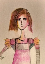 ACEO  Original  Painting Surreal Abstract Portrait Illustration Jess Russell