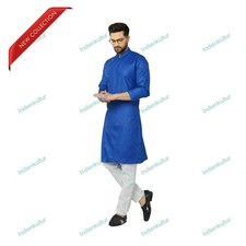 Mens Kurta Long Kurta Top Tonic Traditional Party Dress Kurta Color Blue