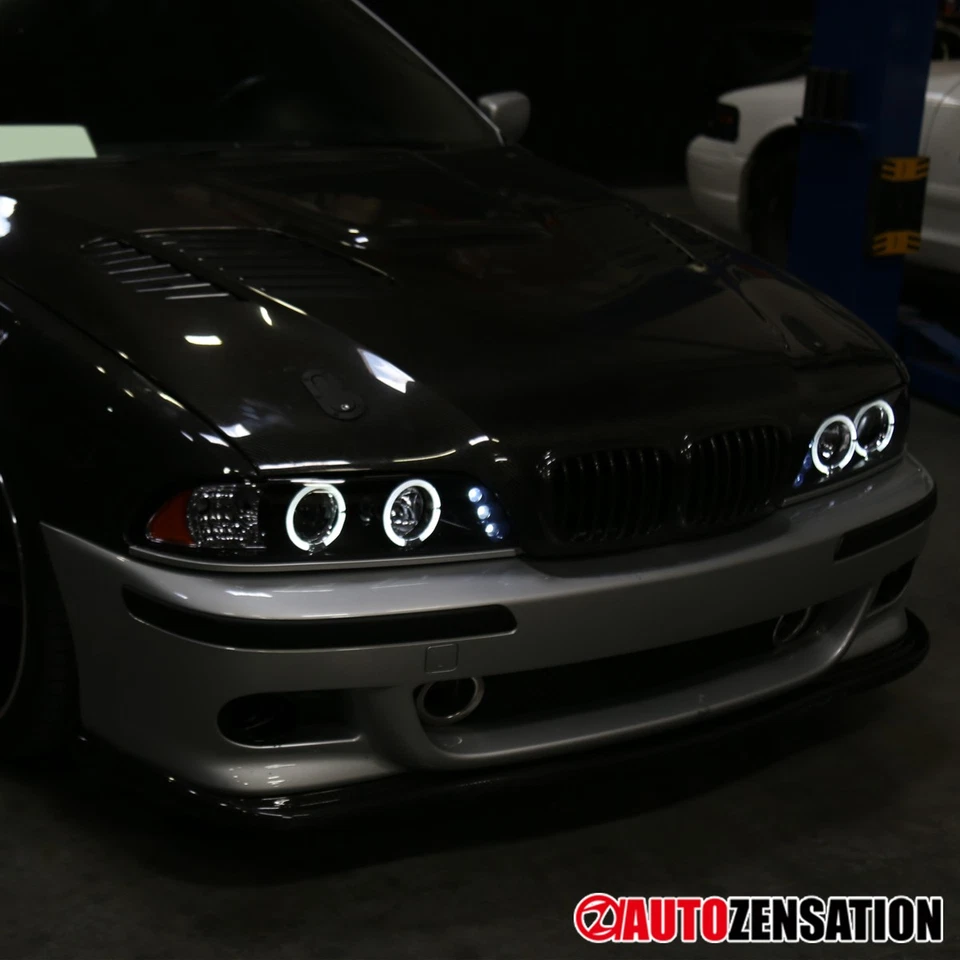 Fit 1996-2003 BMW E39 525i 528i 540i Black Smoke LED Halo Projector Headlights Foto 2 de 4