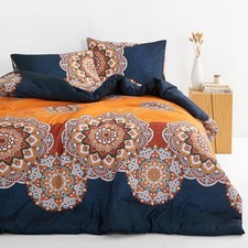 - Bohemian Comforter Set, Boho Chic Ornate Floral Elements Pattern Printed fo...