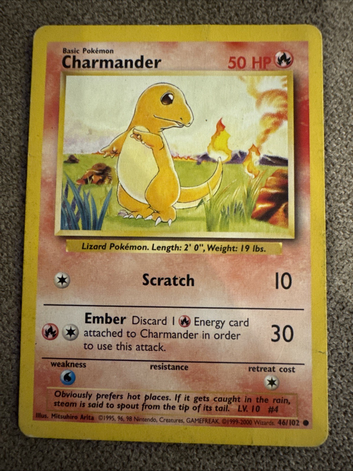 Pokemon Card Base Set Charmander 46/102 Common 1999-2000 4th Print UK Exclusive