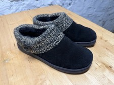 Clarks WMs 7 Black Suede Knit Sweater Collar Clog Mule Slippers Indoor Outdoor