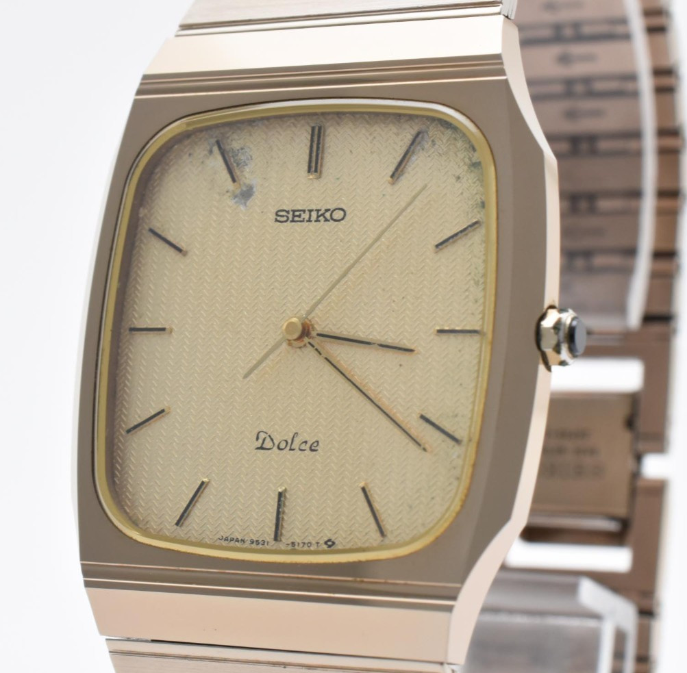 [ EXC+4 ] SEIKO Dolce 9531-5140 Tungsten Square Quartz Men's Watch From JAPAN