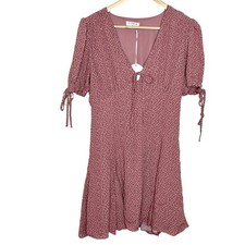 Storia Floral Babydoll Mini Dress Pink Womens M Cottagecore Short Sleeve Ditsy