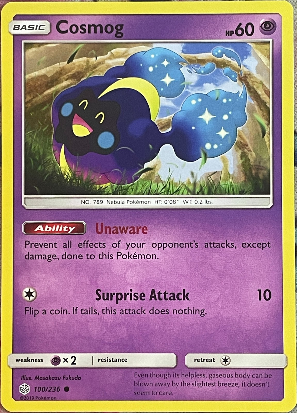 Cosmog - 100/236 - Cosmic Eclipse Pokemon 2019