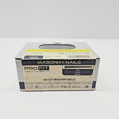PRO-FIT 3'' 10D Cut Masonry Nails 1 lb Box Brite Hardened Steel 36 Count New