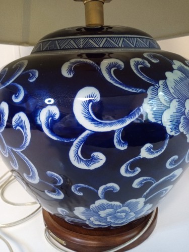 RALPH LAUREN Blue & White Porcelain Ginger Jar Oriental,floral large Table Lamp - Picture 6 of 19