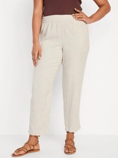 NWT Old Navy Women s XXL High-Waisted Linen-Blend Straight Pants Coastal Grandma