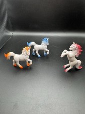 Unicorn Mystical Magical Orange on White PVC Plastic Horse Lot Of 3