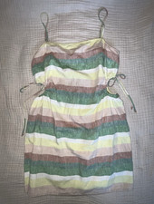 Aerie Striped Slip Dress Short Straight Neck Adjustable Straps Women L/G