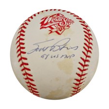 Scott Brosius Yankees Autographed Inscribed 1998 WS Logo Baseball JSA COA