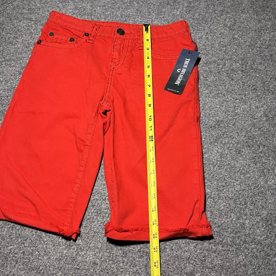 True Religion Shorts Boys 14 Geno Super T Denim Red Pop Color Skate Grunge - Image 3 of 4